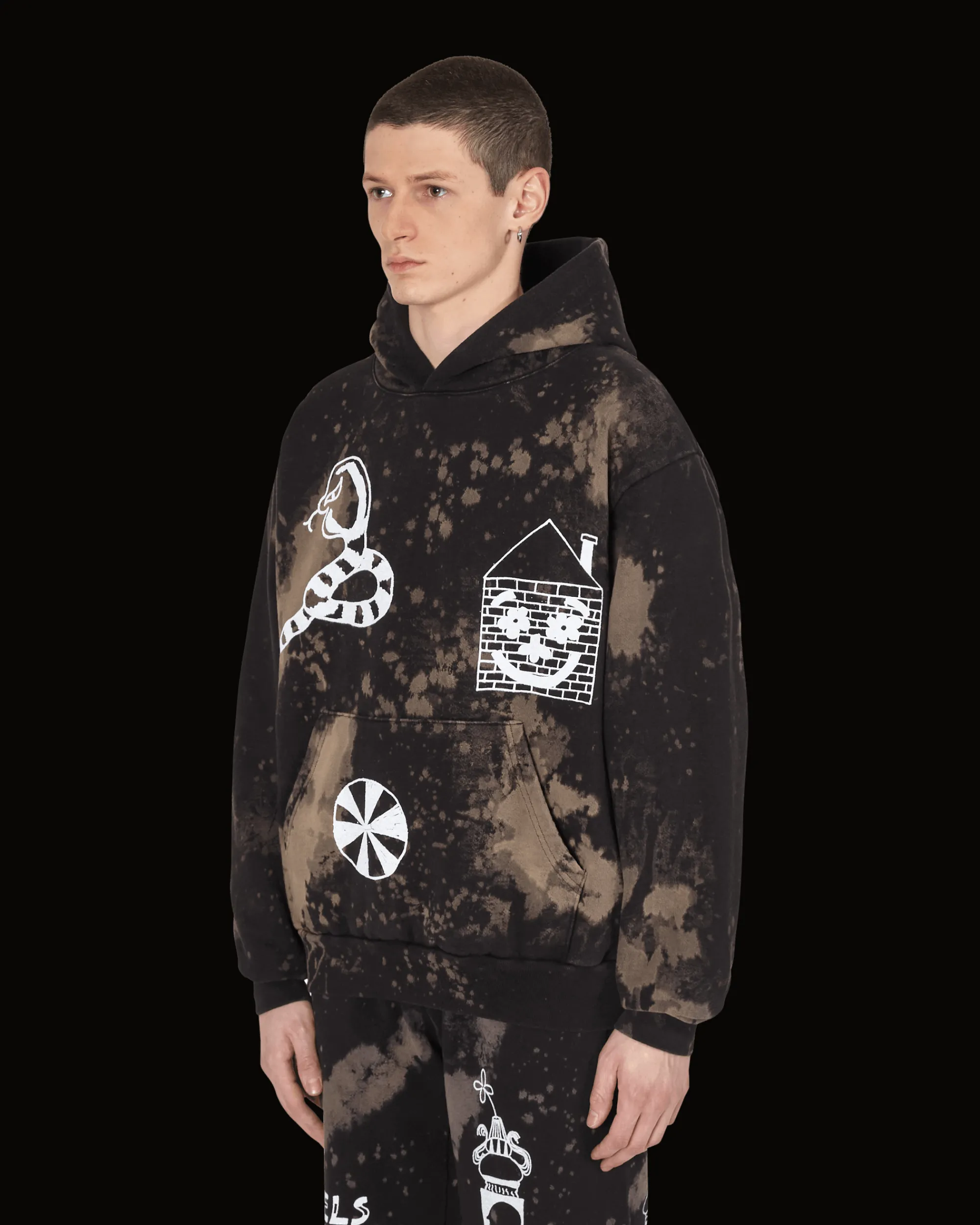 Brain Dead Sweatshirts^Slam Jam Acid Splatter Hooded Sweatshirt Black
