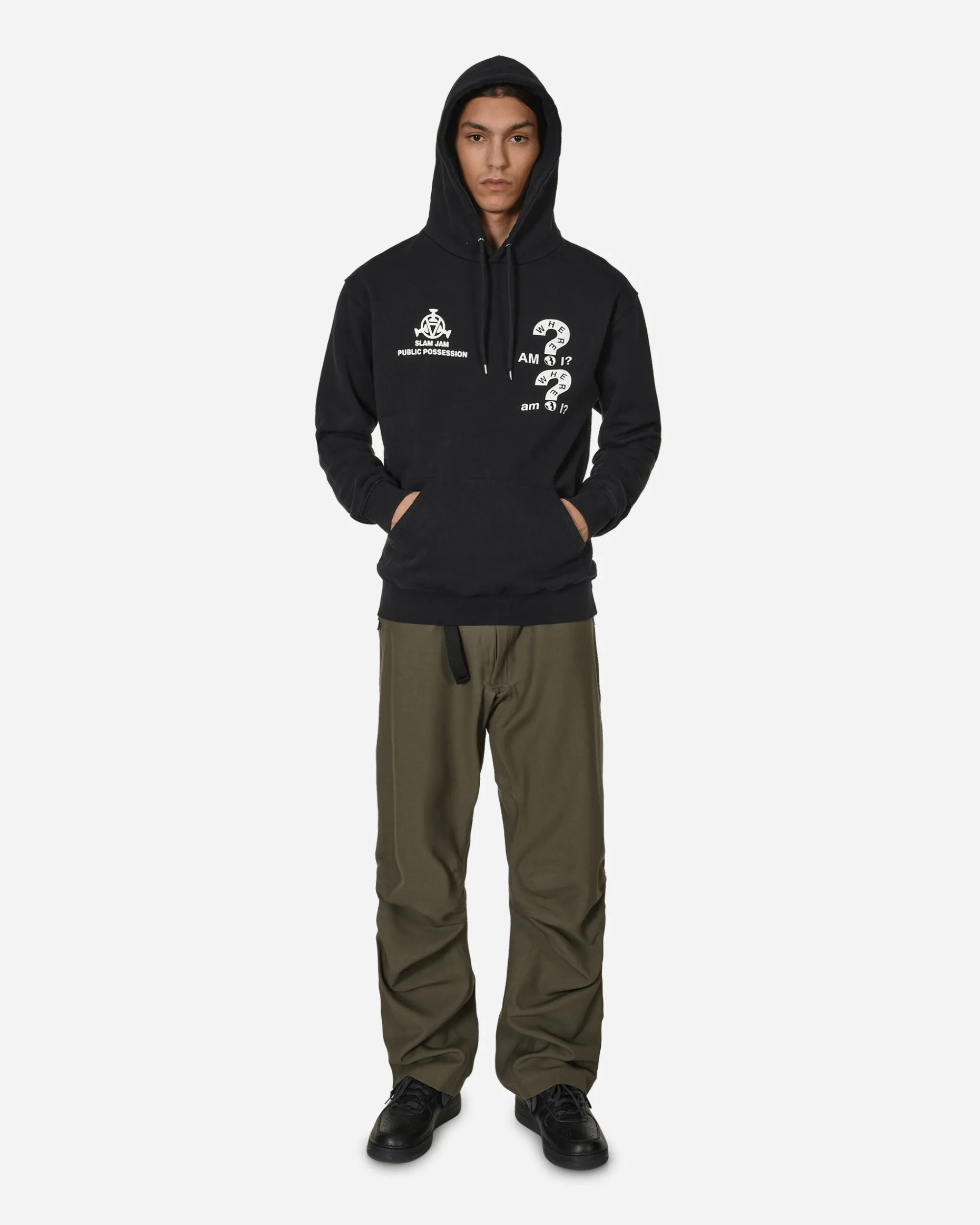 Public Possession Sweatshirts^Slam Jam Where Am I Hooded Sweatshirt Black