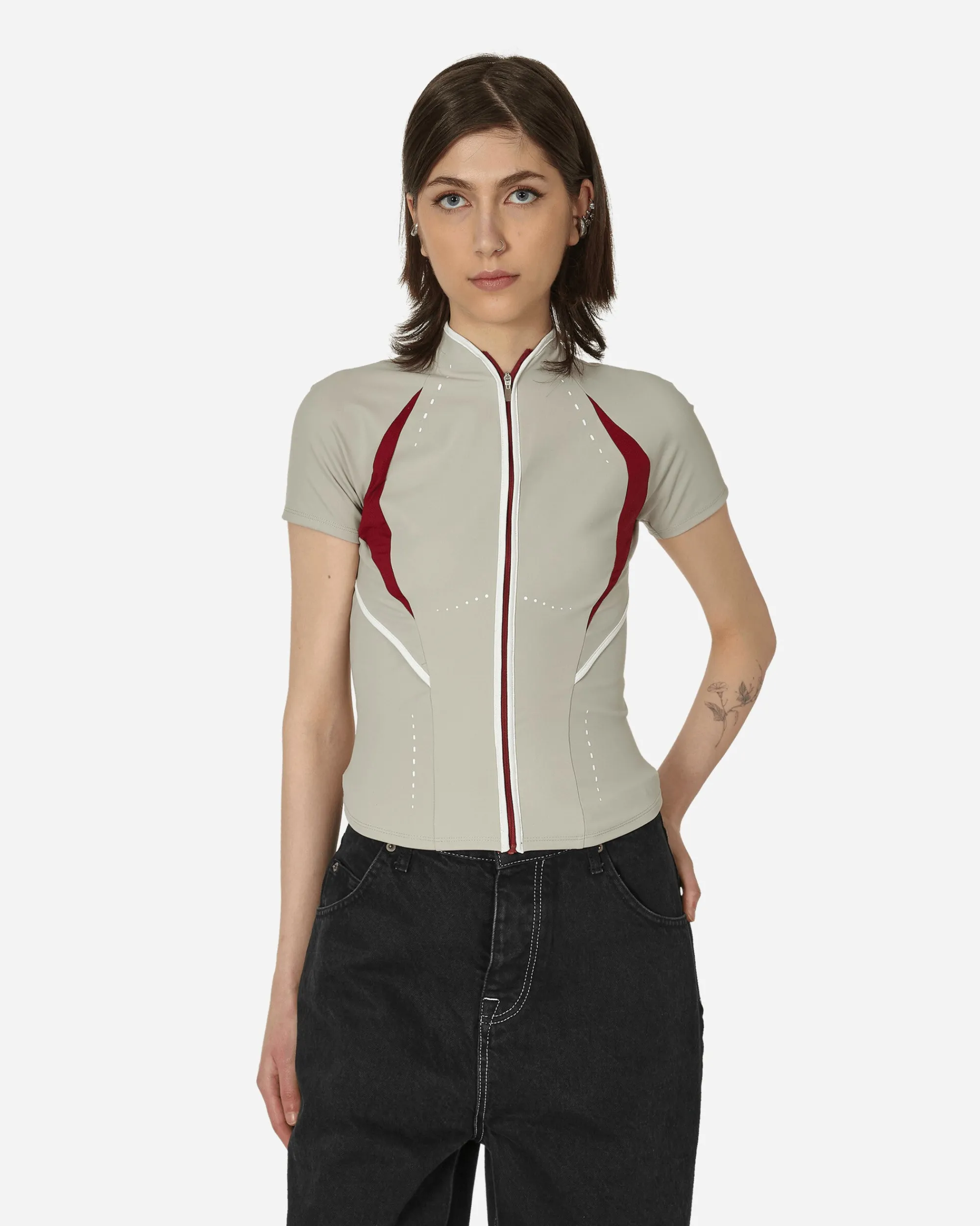 HYEIN SEO T-Shirts^Slashed Zip Top Beige