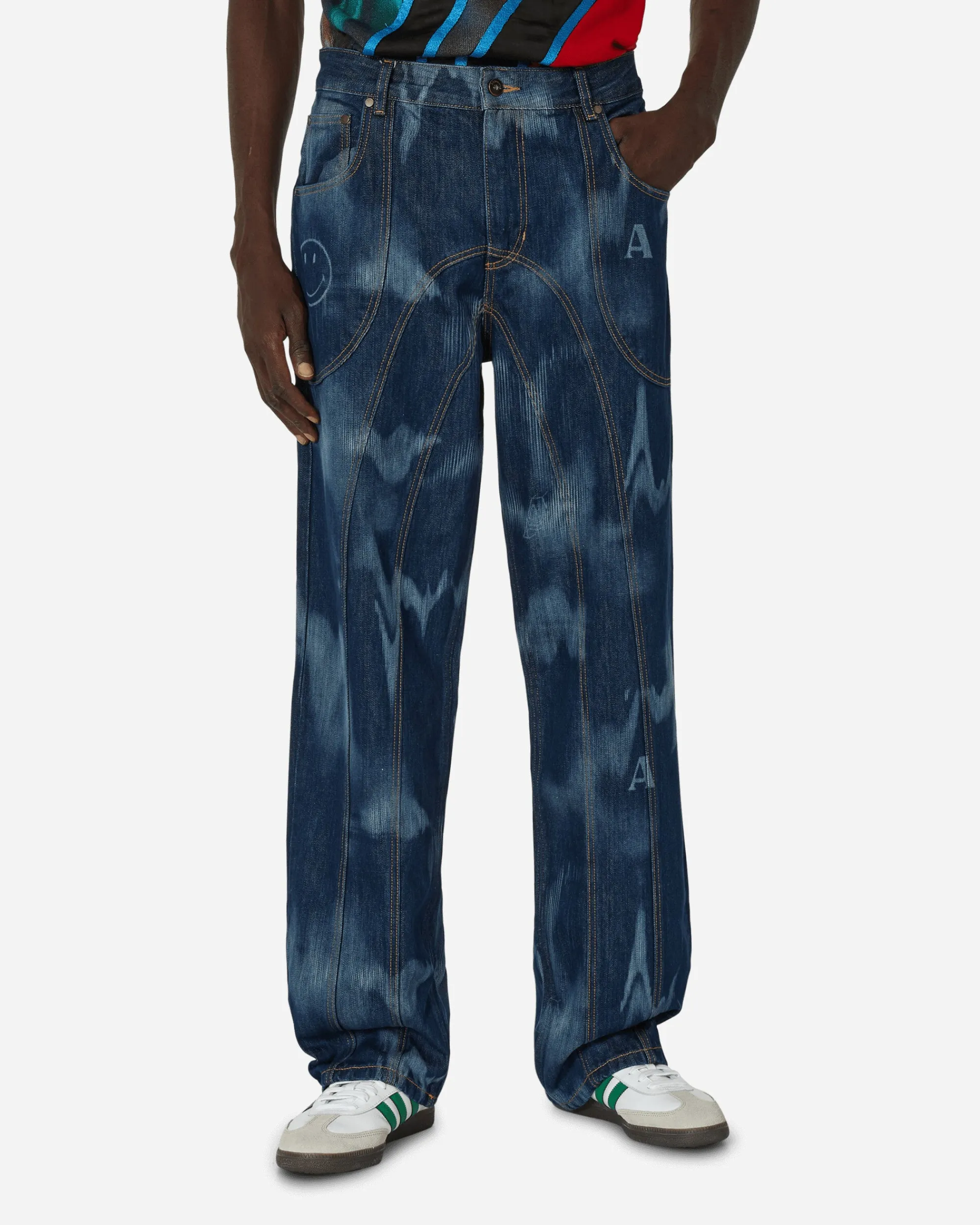 Ahluwalia Pants^Smiley Signature Low Rise Jeans Indigo