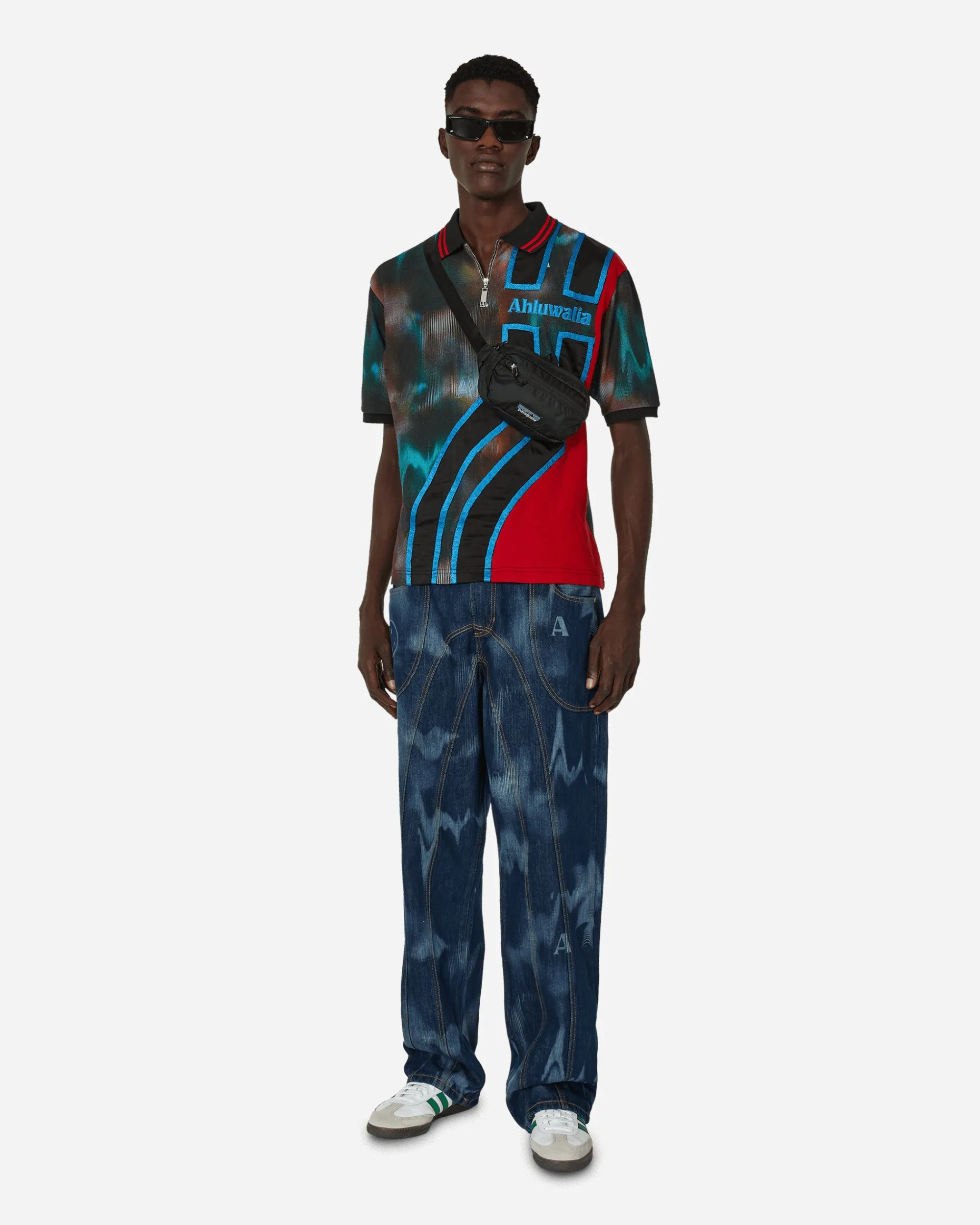 Ahluwalia Pants^Smiley Signature Low Rise Jeans Indigo