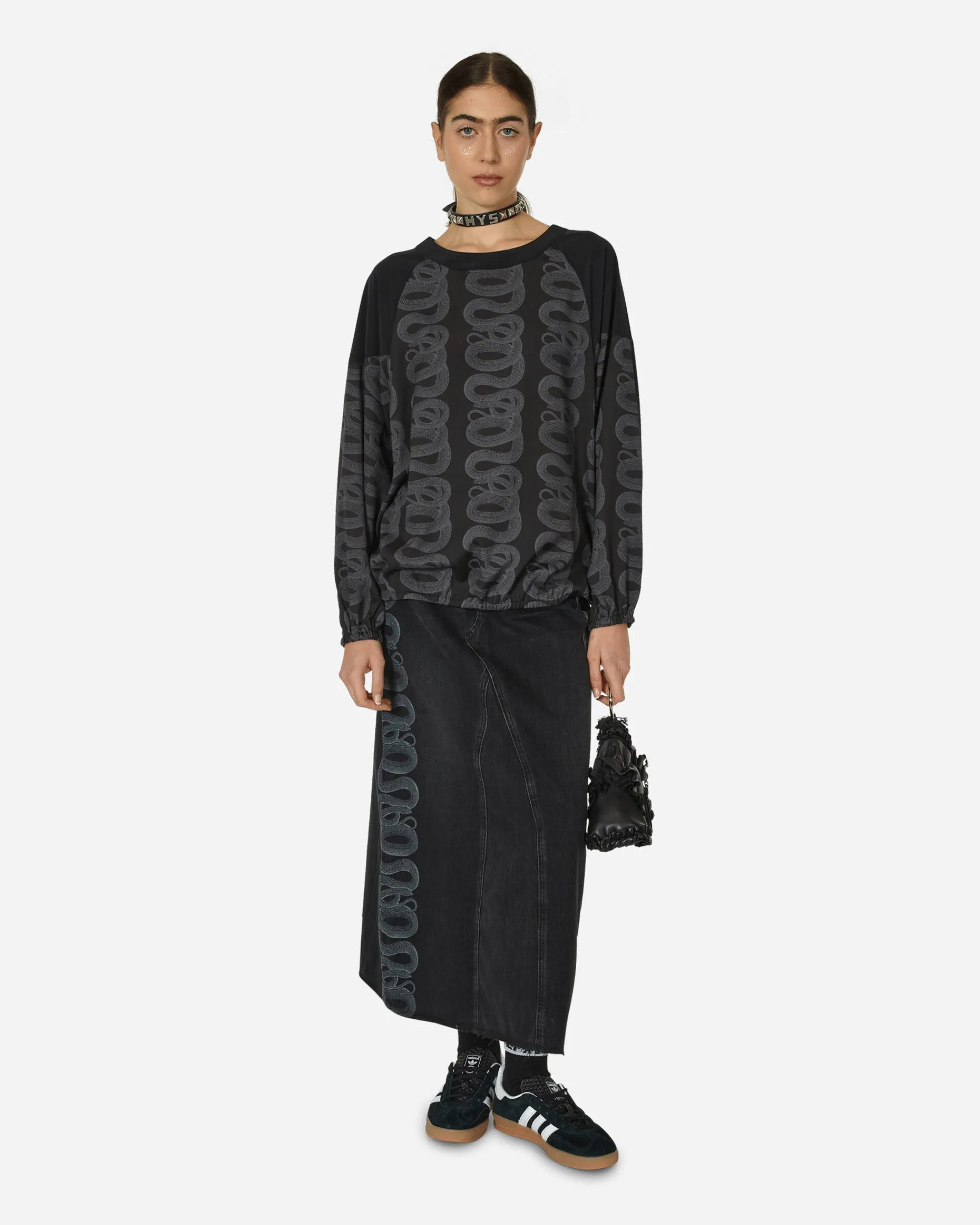 Hysteric Glamour T-Shirts^Snake Loop Pattern Longsleeve Top Black