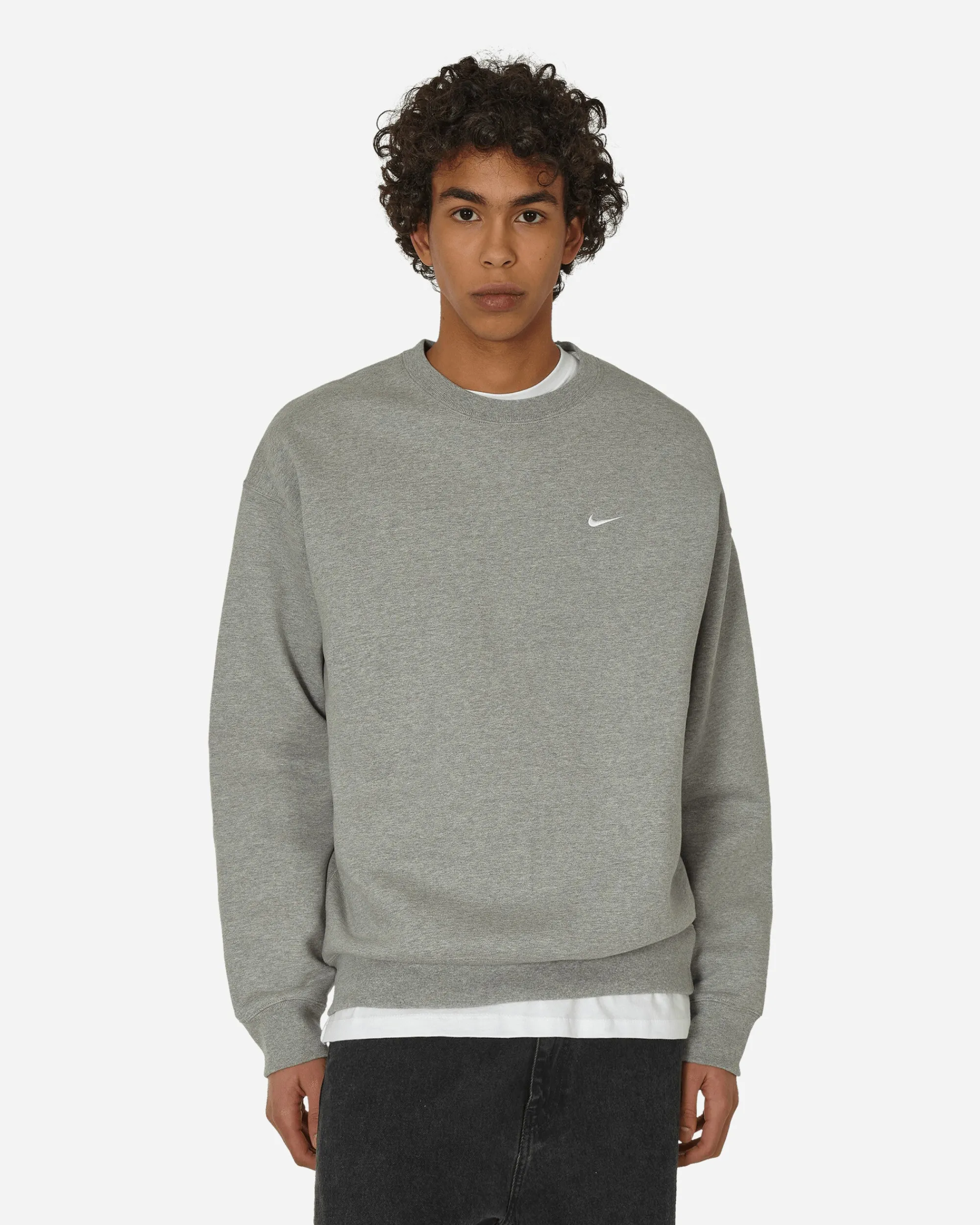 Nike Sweatshirts^Solo Swoosh Crewneck Sweatshirt Dark Grey Heather
