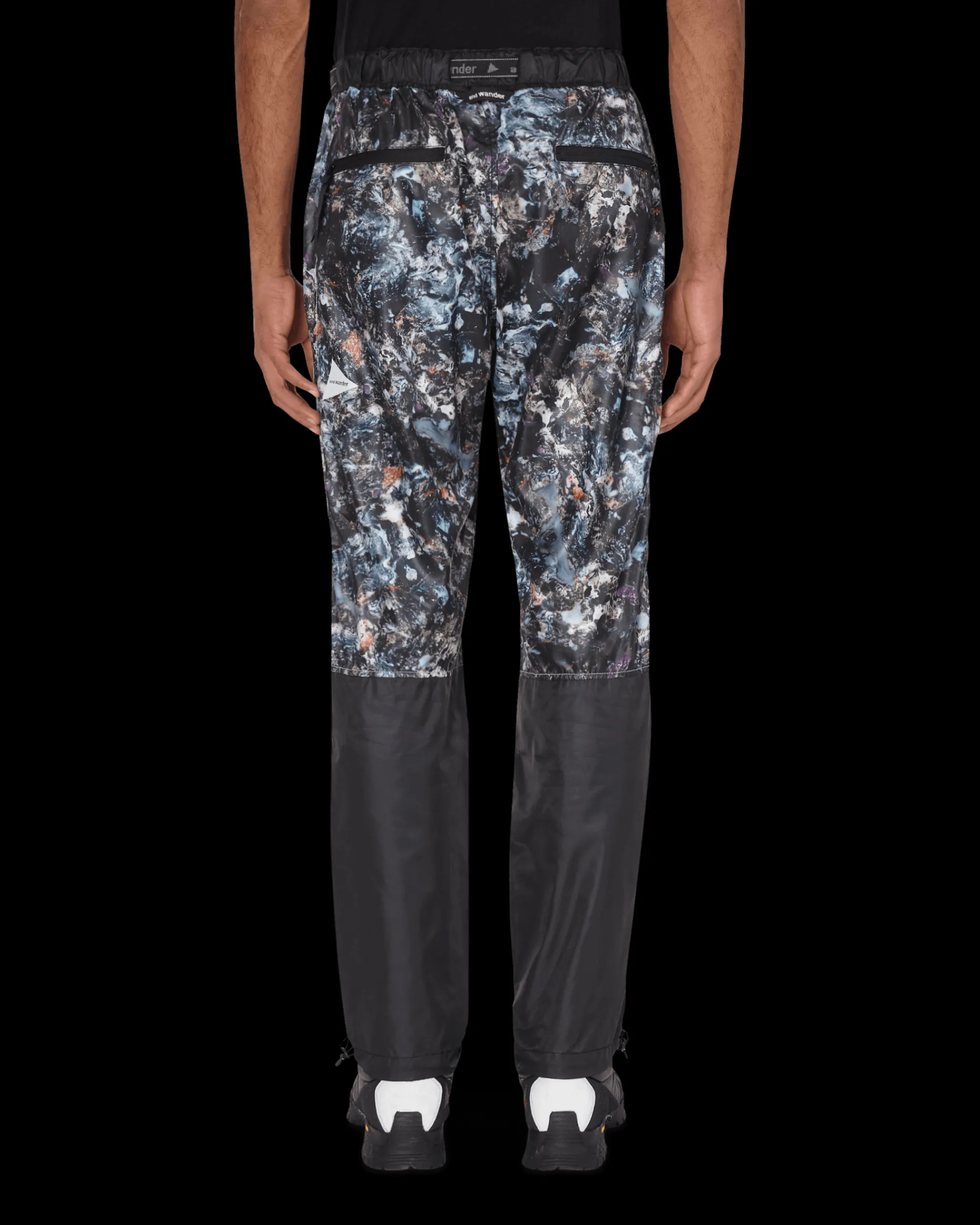 and wander Pants^Stone Printed Ripstop Pants Black