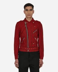 Comme Des Garçons Shirt Coats And Jackets^Stripe Biker Jacket Red