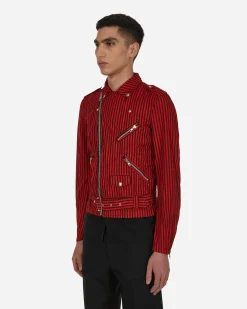 Comme Des Garçons Shirt Coats And Jackets^Stripe Biker Jacket Red