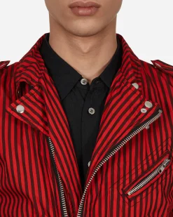 Comme Des Garçons Shirt Coats And Jackets^Stripe Biker Jacket Red
