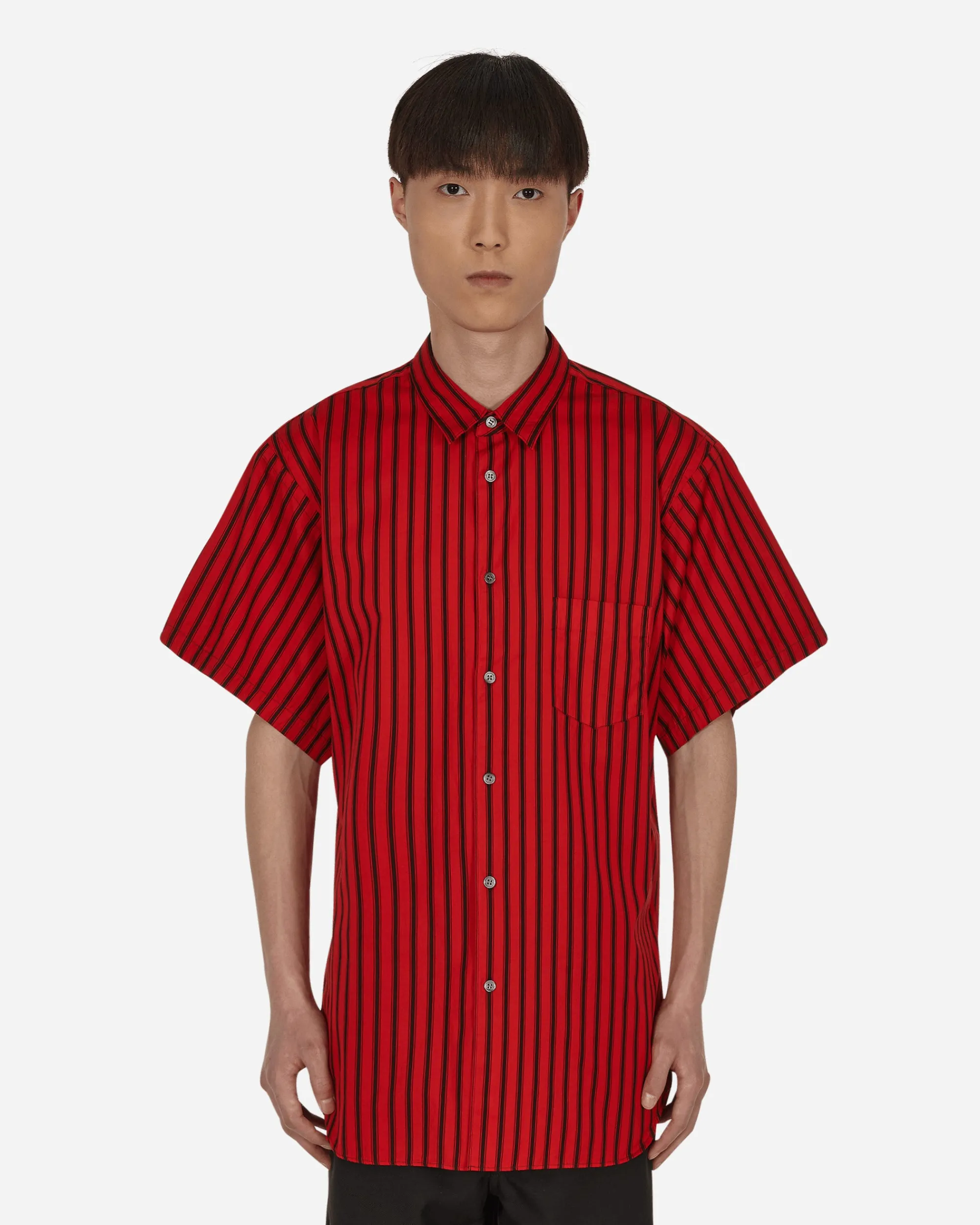 Comme Des Garçons Shirt Shirts^Stripe Shortsleeve Shirt Red