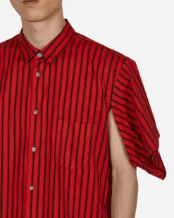 Comme Des Garçons Shirt Shirts^Stripe Shortsleeve Shirt Red