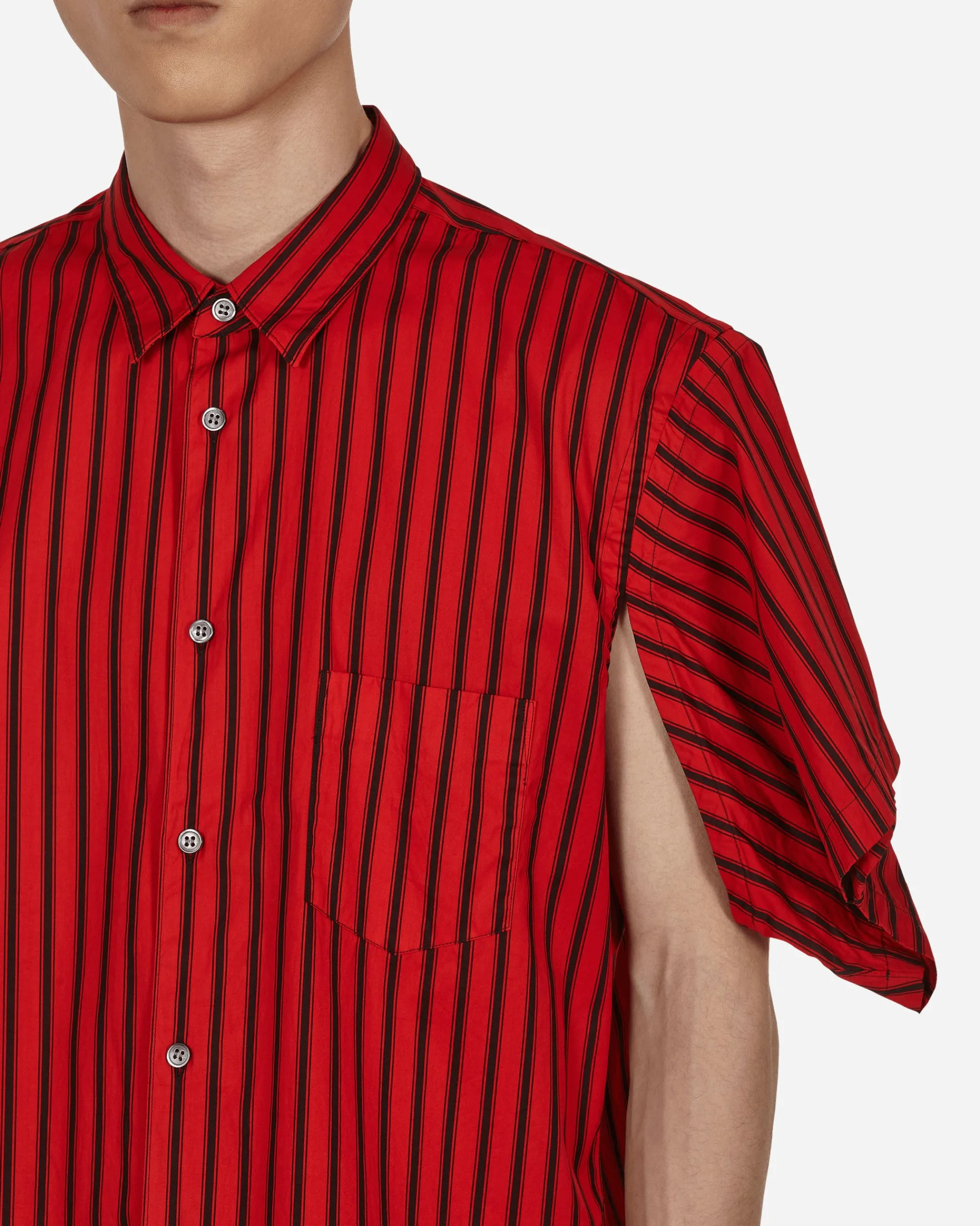 Comme Des Garçons Shirt Shirts^Stripe Shortsleeve Shirt Red