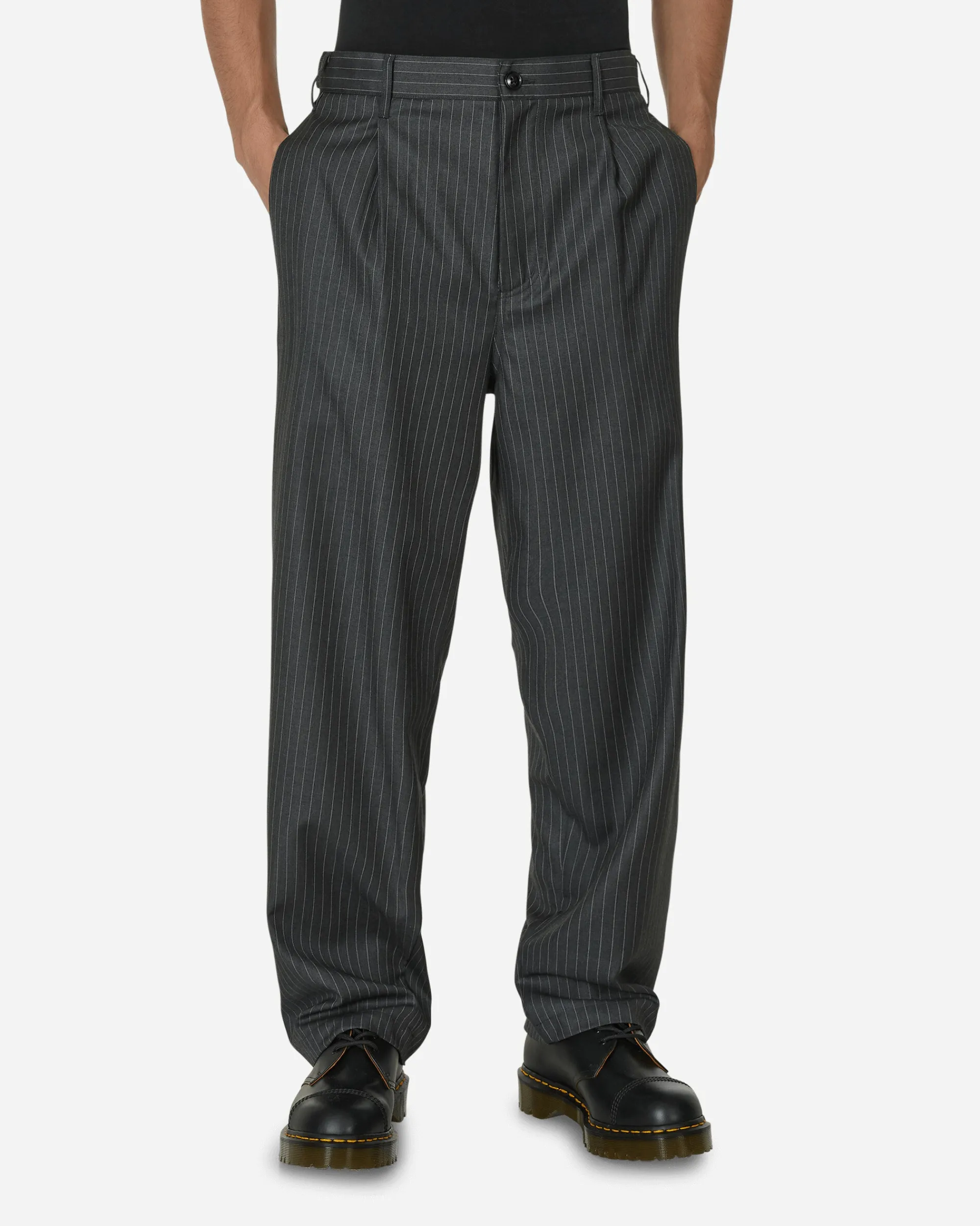 Stüssy Pants^Stripe Volume Pleated Trousers Grey