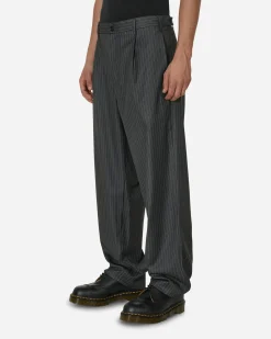 Stüssy Pants^Stripe Volume Pleated Trousers Grey