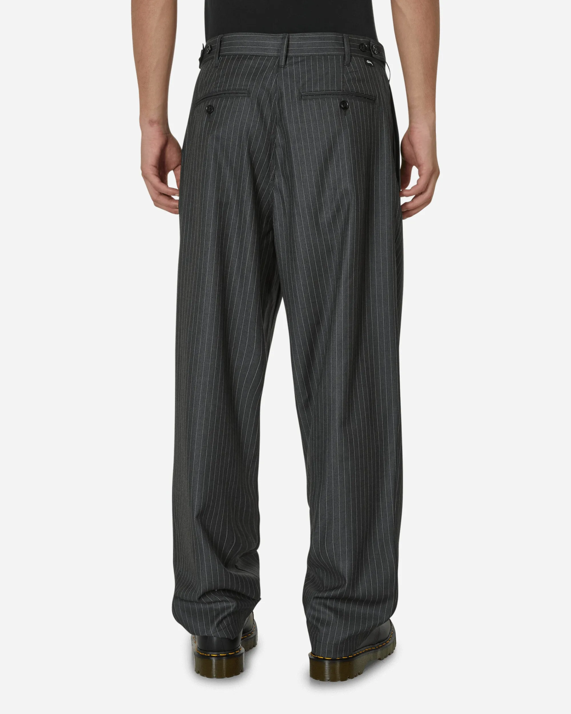 Stüssy Pants^Stripe Volume Pleated Trousers Grey