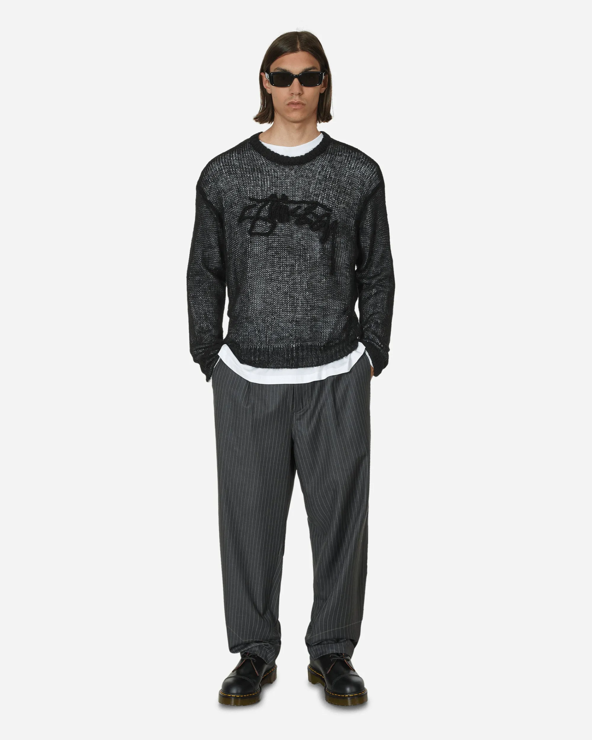 Stüssy Pants^Stripe Volume Pleated Trousers Grey