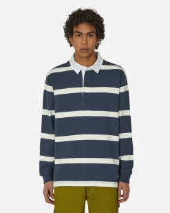 Nike T-Shirts^Striped Heavyweight Rugby Polo Shirt Thunder Blue / Sail