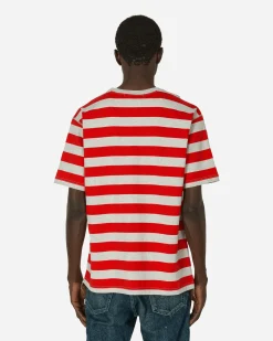 Junya Watanabe MAN T-Shirts^Striped T-Shirt Grey / Red