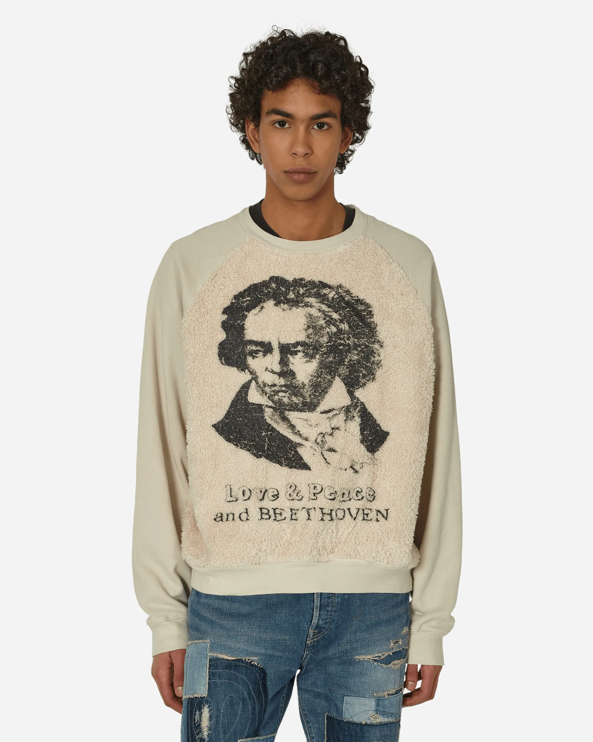 KAPITAL Sweatshirts^30/-SWT Knit x Fur Grizzly Sweatshirt (Profile Rainbowy & Beethoven) Ecru