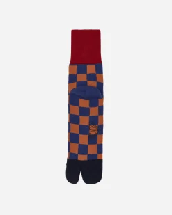 Brain Dead Underwear^Tabi Checker Quarter Crew Socks Navy