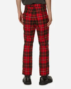 Comme Des Garçons Black Pants^Tartan Knee Buckle Detail Pants Red