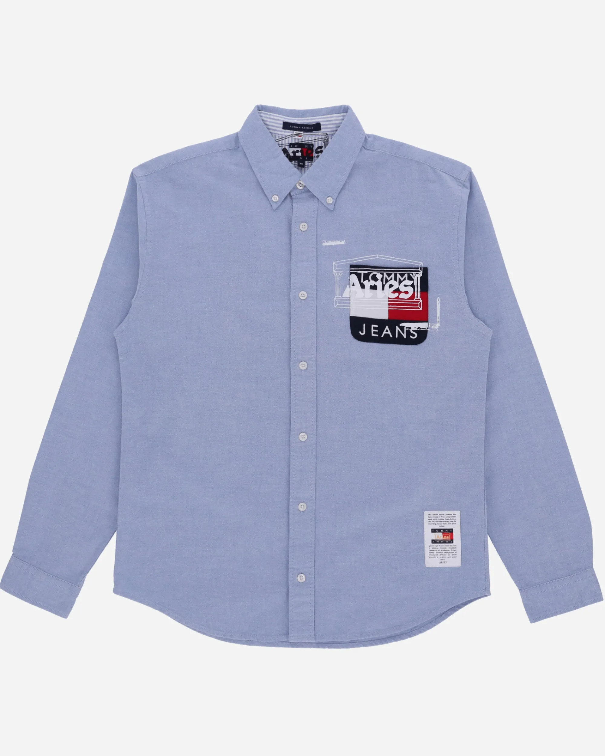 Aries Shirts^Tommy x Remade: Overprinted Pocket Shirt Blue