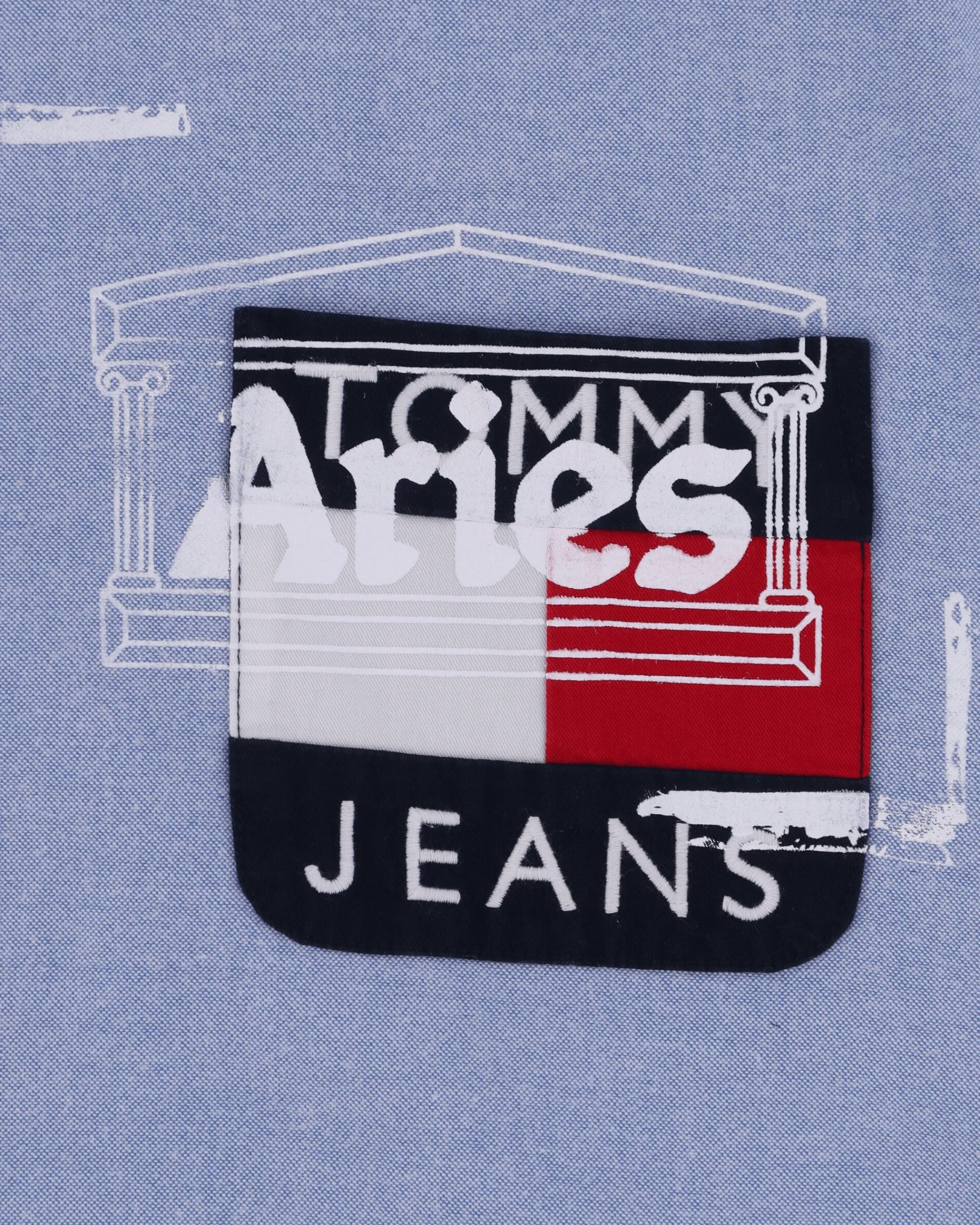 Aries Shirts^Tommy x Remade: Overprinted Pocket Shirt Blue