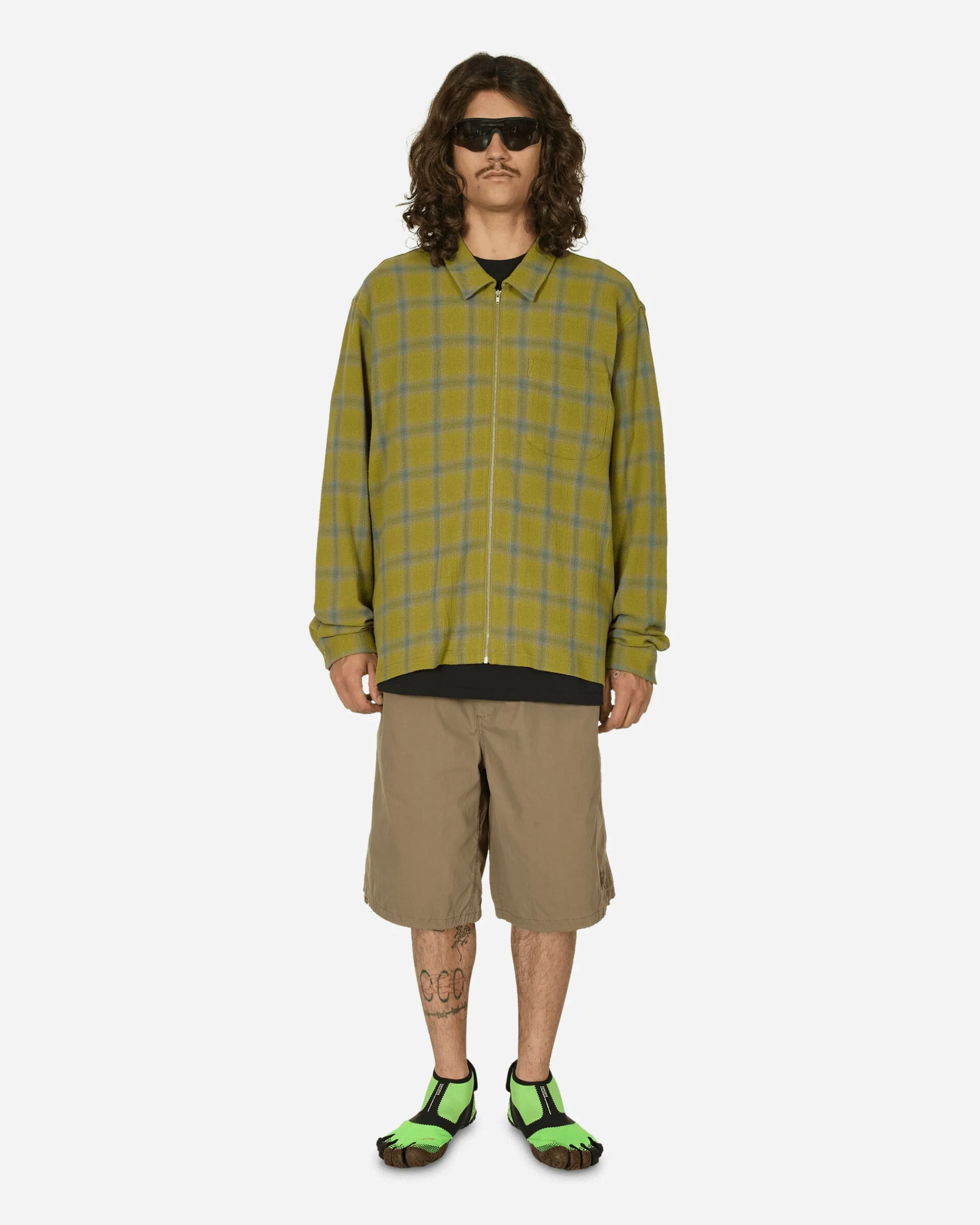 Stüssy Shirts^Twisted Yarn Plaid Zip Shirt Green