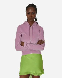 Priscavera Sweatshirts^Velour Ruched Zip-Up Hoodie Lavender