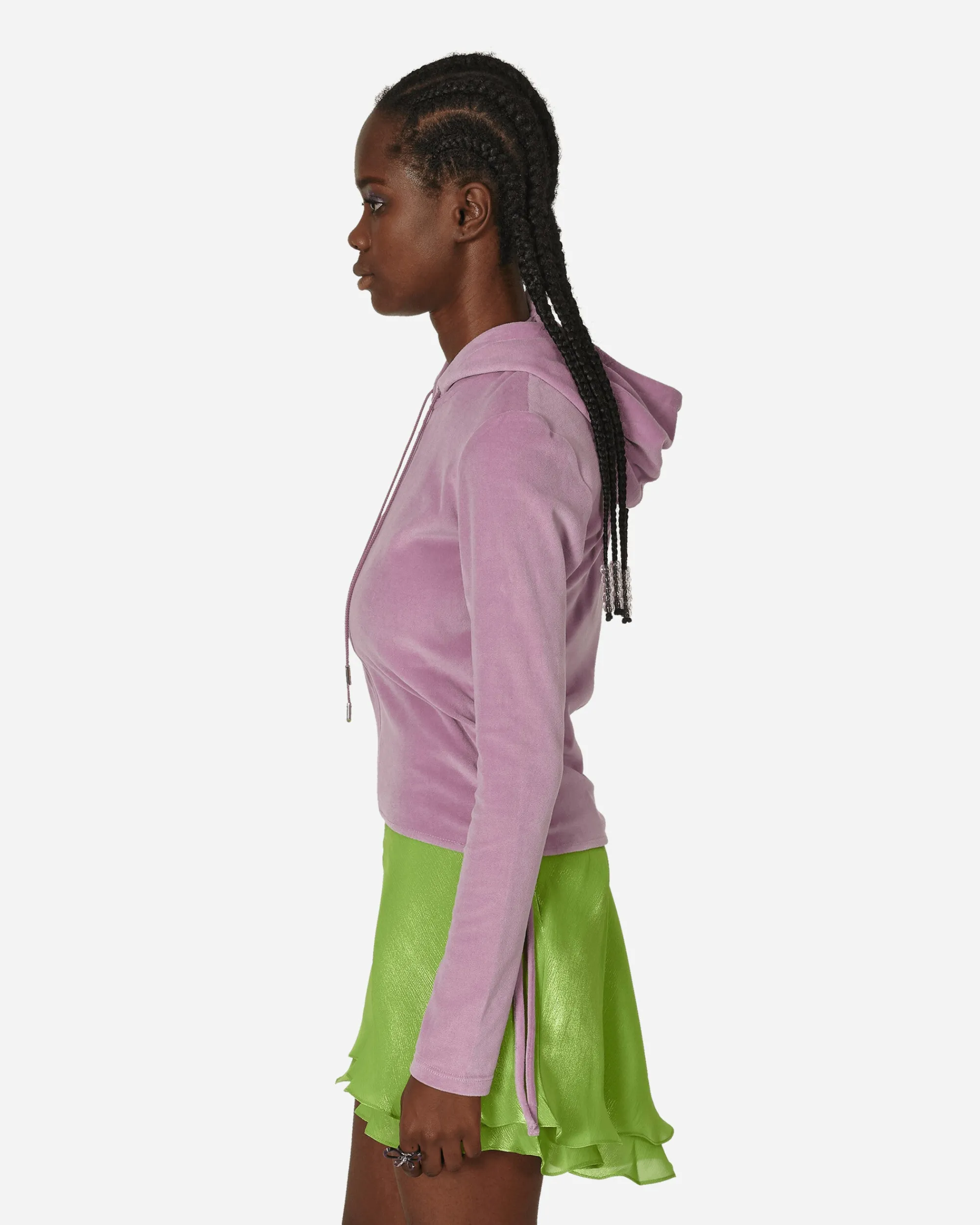 Priscavera Sweatshirts^Velour Ruched Zip-Up Hoodie Lavender