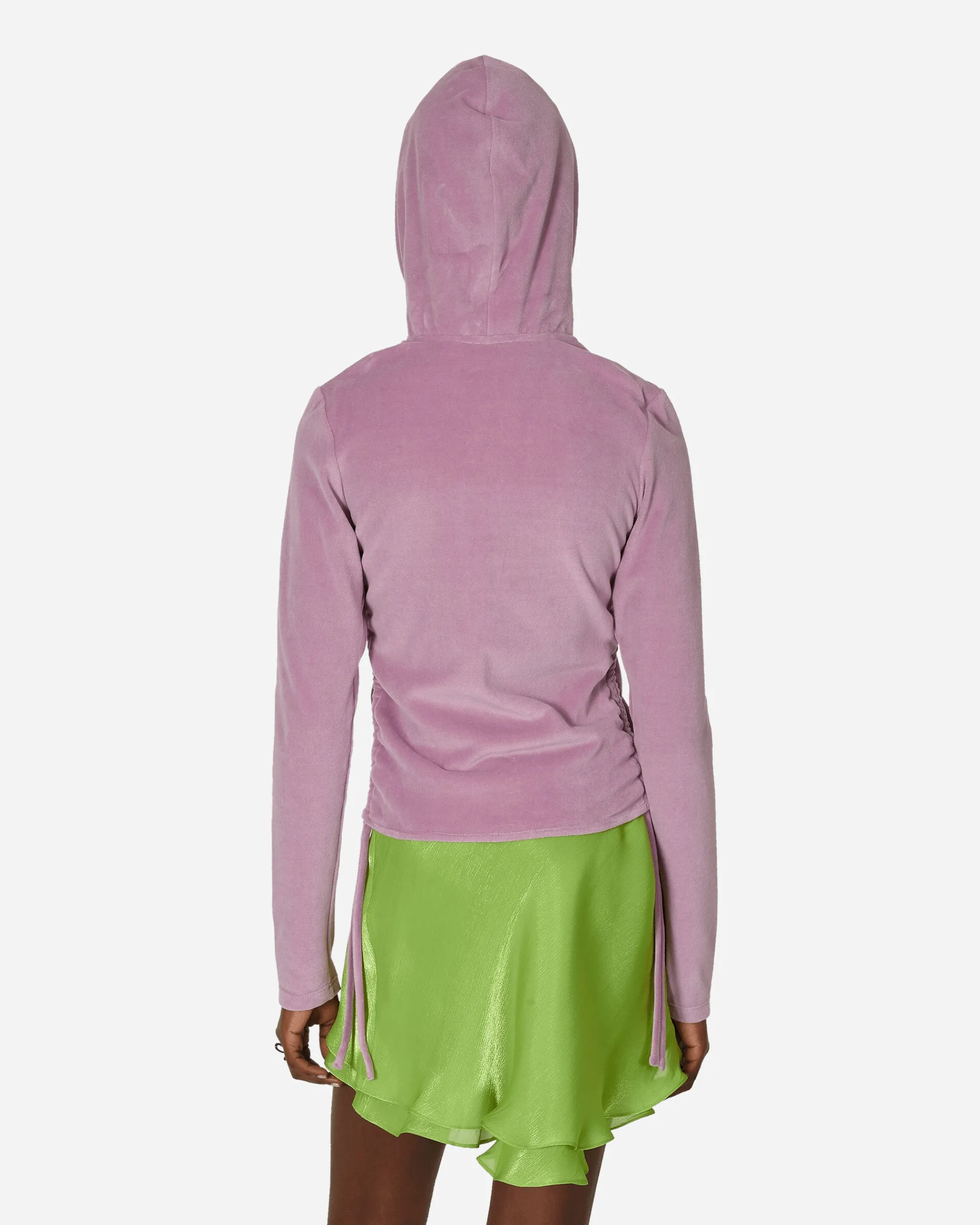 Priscavera Sweatshirts^Velour Ruched Zip-Up Hoodie Lavender