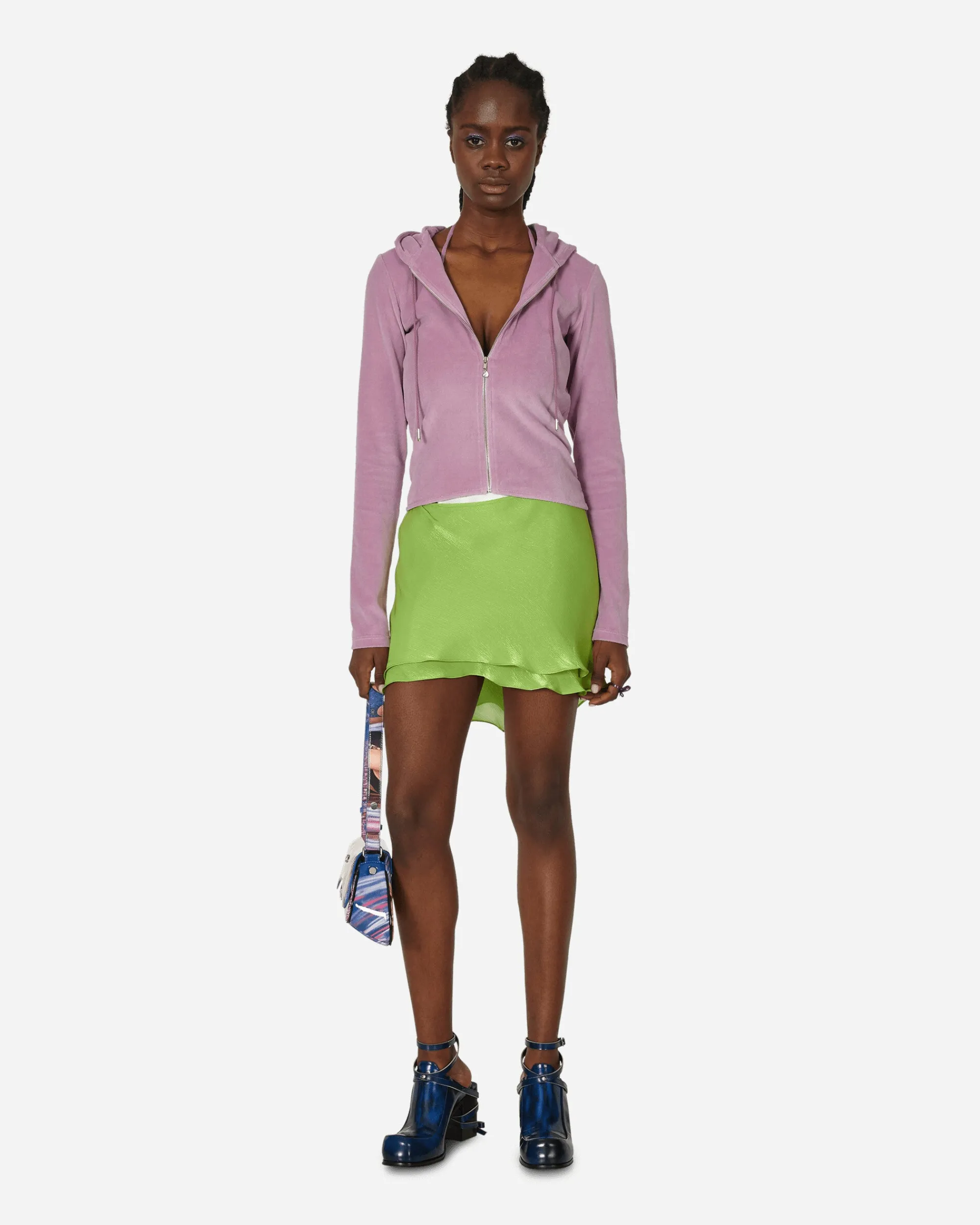 Priscavera Sweatshirts^Velour Ruched Zip-Up Hoodie Lavender