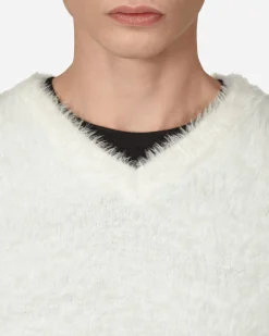 ERL Knitwear^V-Neck Hairy Sweater White
