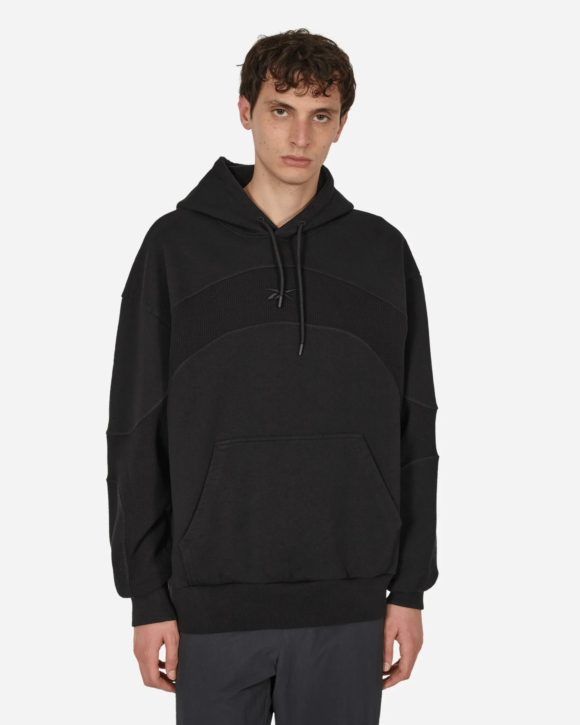 Reebok Sweatshirts^Waffle Pattern Logo Hoodie Black
