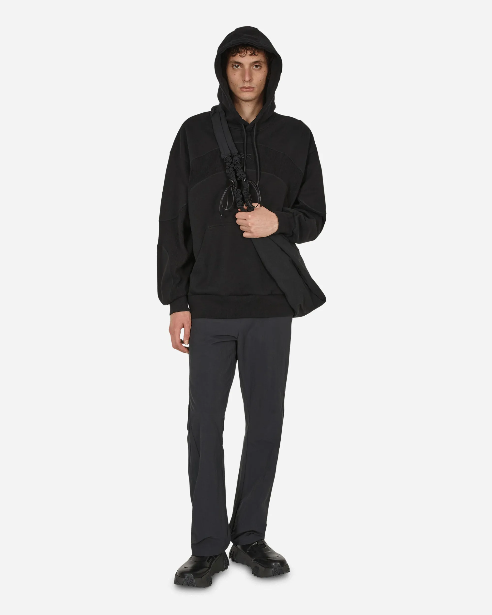 Reebok Sweatshirts^Waffle Pattern Logo Hoodie Black