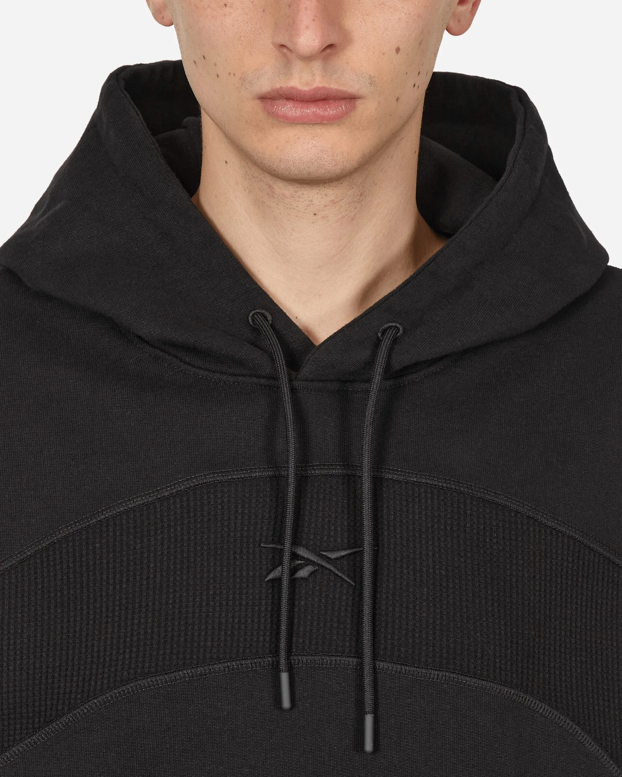 Reebok Sweatshirts^Waffle Pattern Logo Hoodie Black
