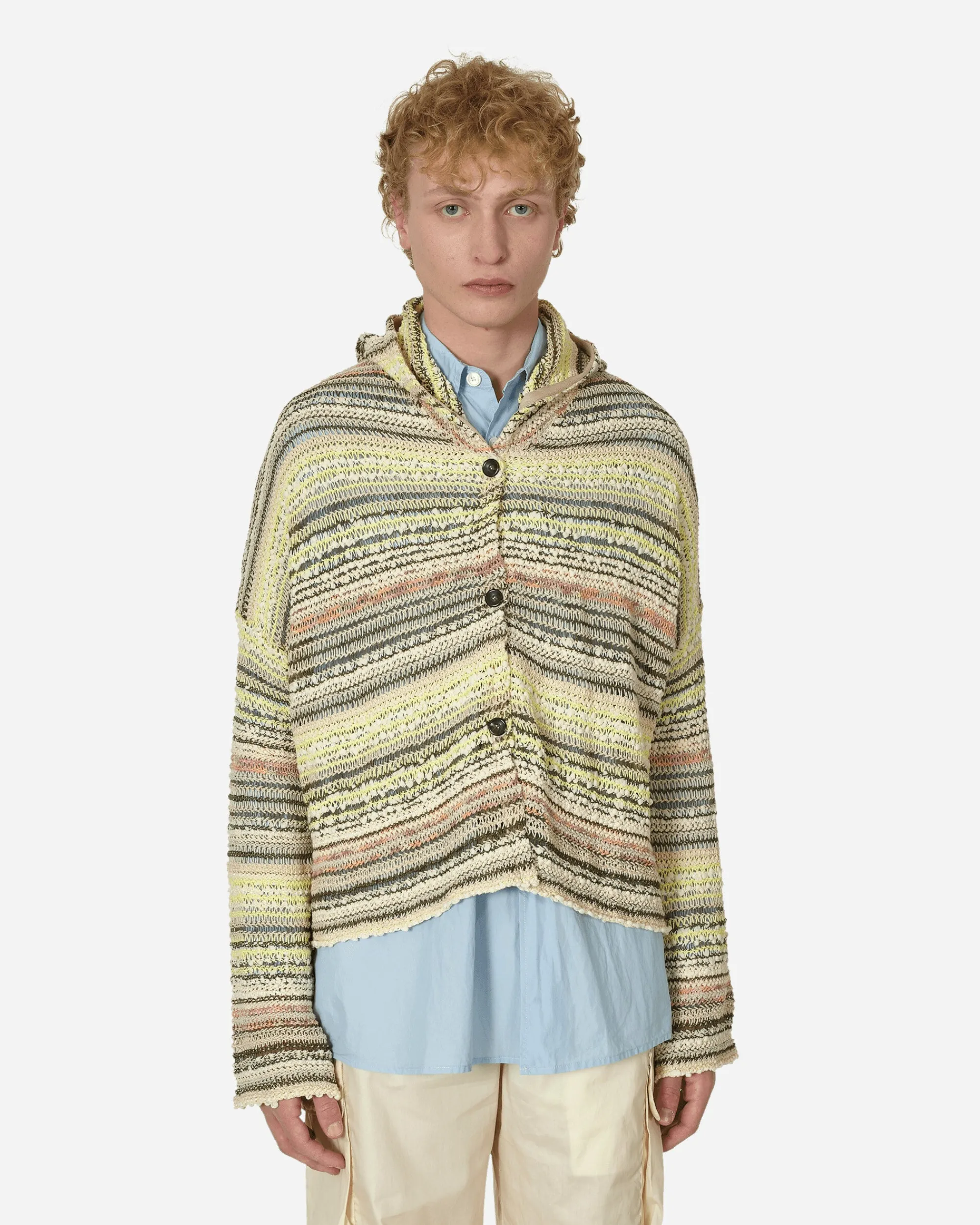 Vitelli Knitwear^Warp Hooded Cardigan Light Sand