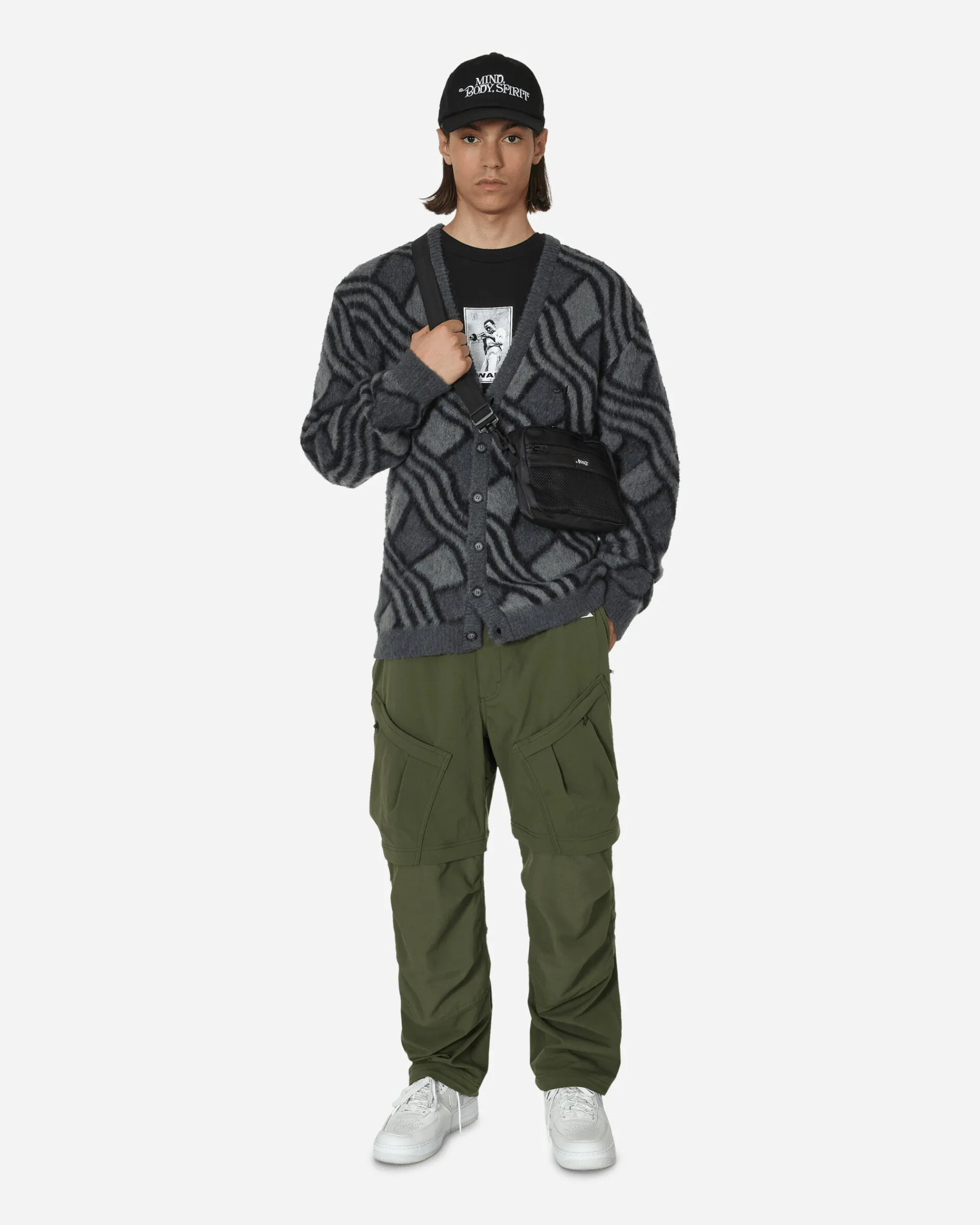 Awake NY Knitwear^Wavy Jacquard Mohair Cardigan Charcoal