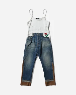 Undercover Pants^Women's All-In-One Denim Pants Light Blue Indigo