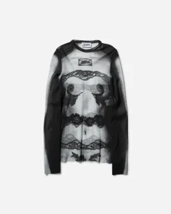 Jean Paul Gaultier T-Shirts^Women's Body Lace Marinière Top Black / Grey / White