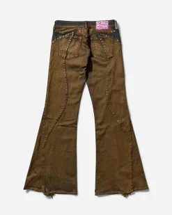 Cheap Monday Pants^Women's Bootleg Flare Low Waist Stud Jeans Brown Overdye