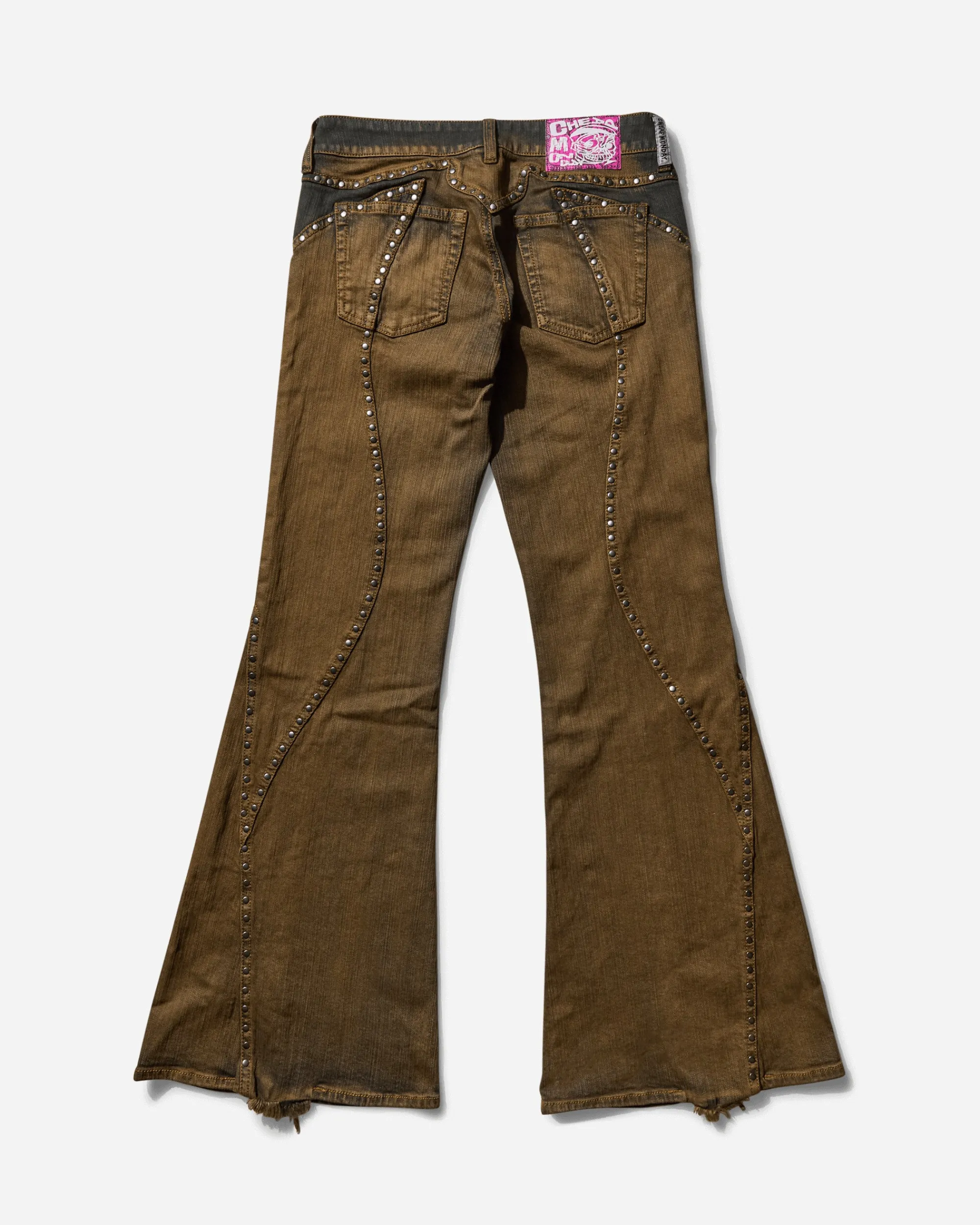 Cheap Monday Pants^Women's Bootleg Flare Low Waist Stud Jeans Brown Overdye