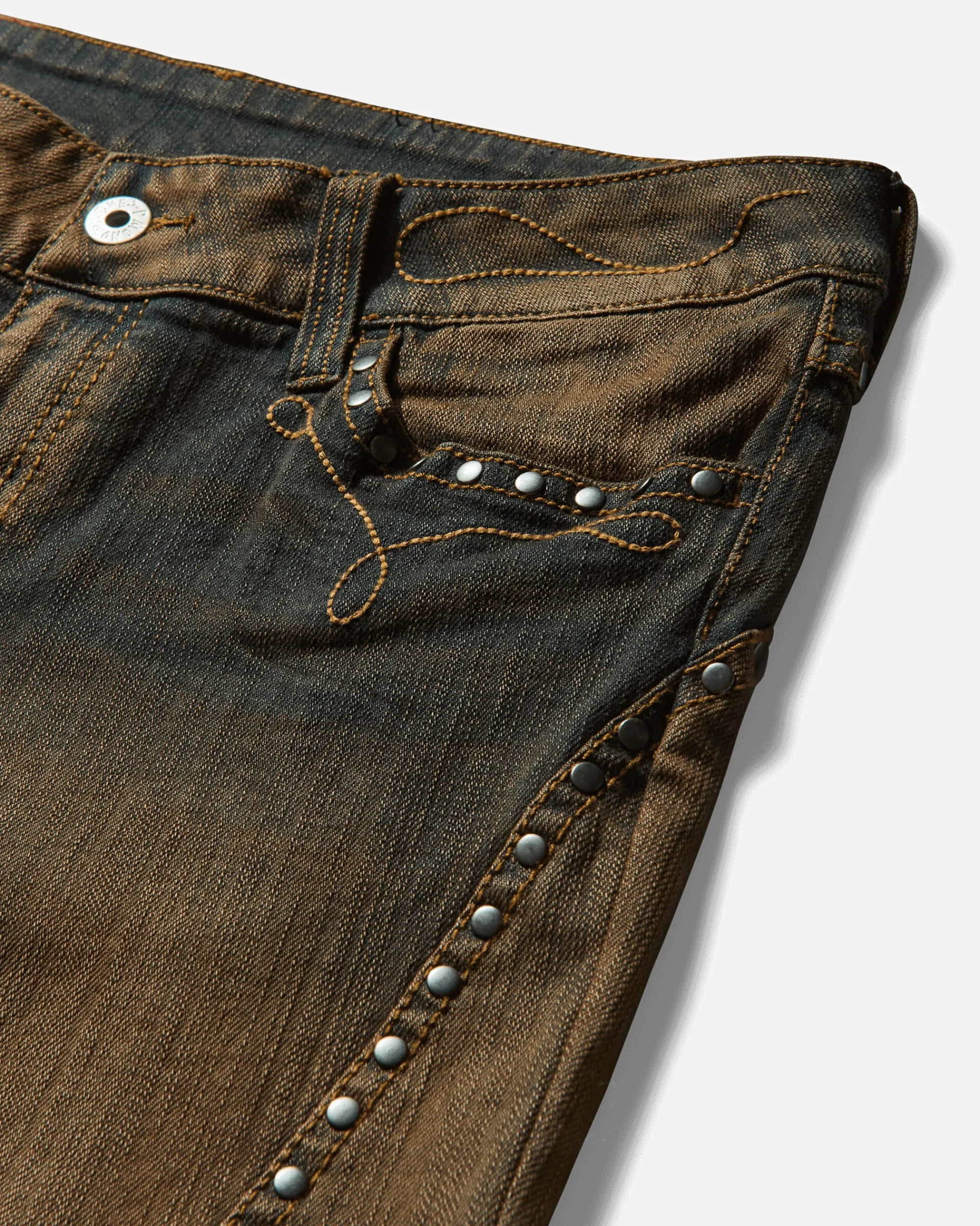 Cheap Monday Pants^Women's Bootleg Flare Low Waist Stud Jeans Brown Overdye