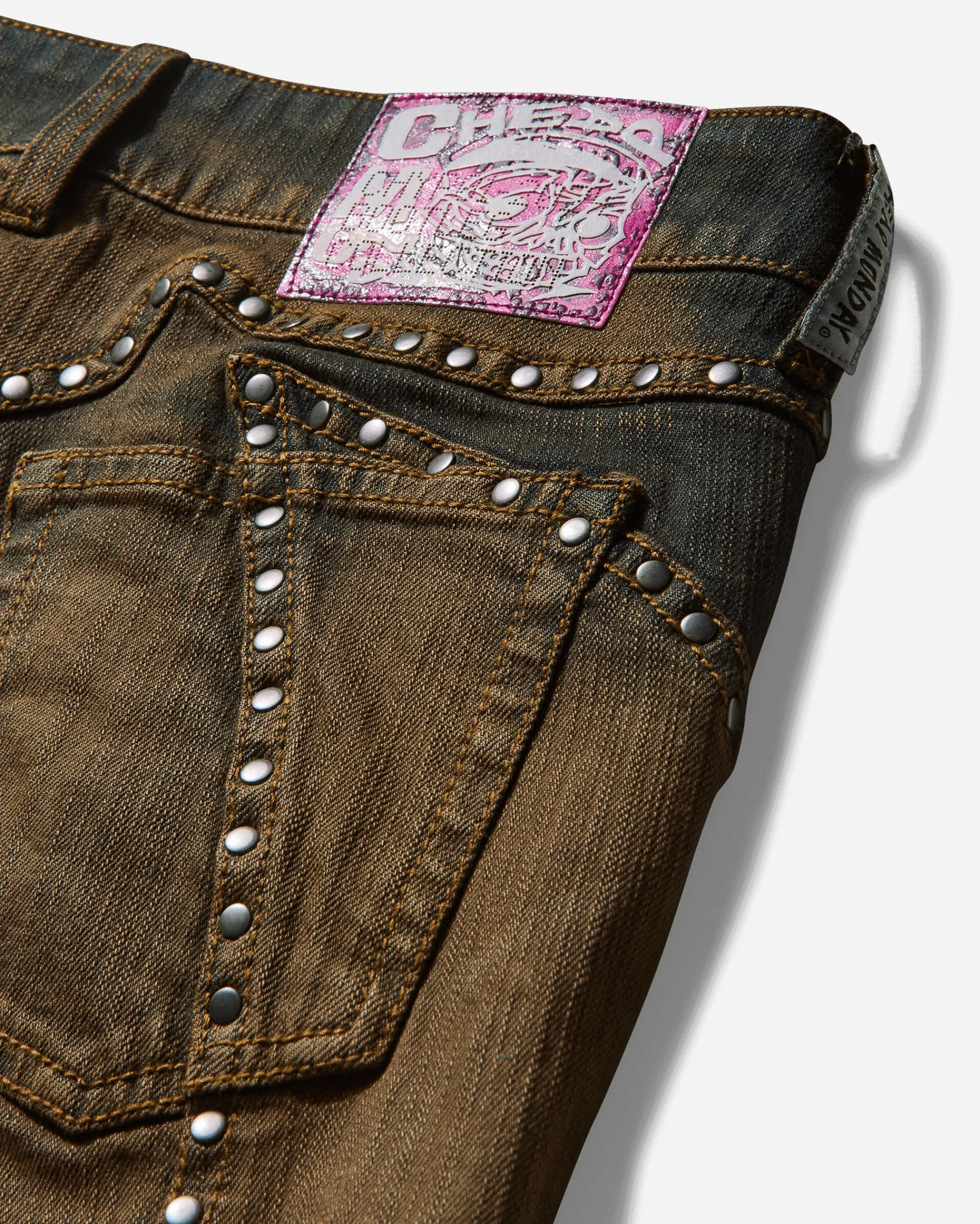 Cheap Monday Pants^Women's Bootleg Flare Low Waist Stud Jeans Brown Overdye