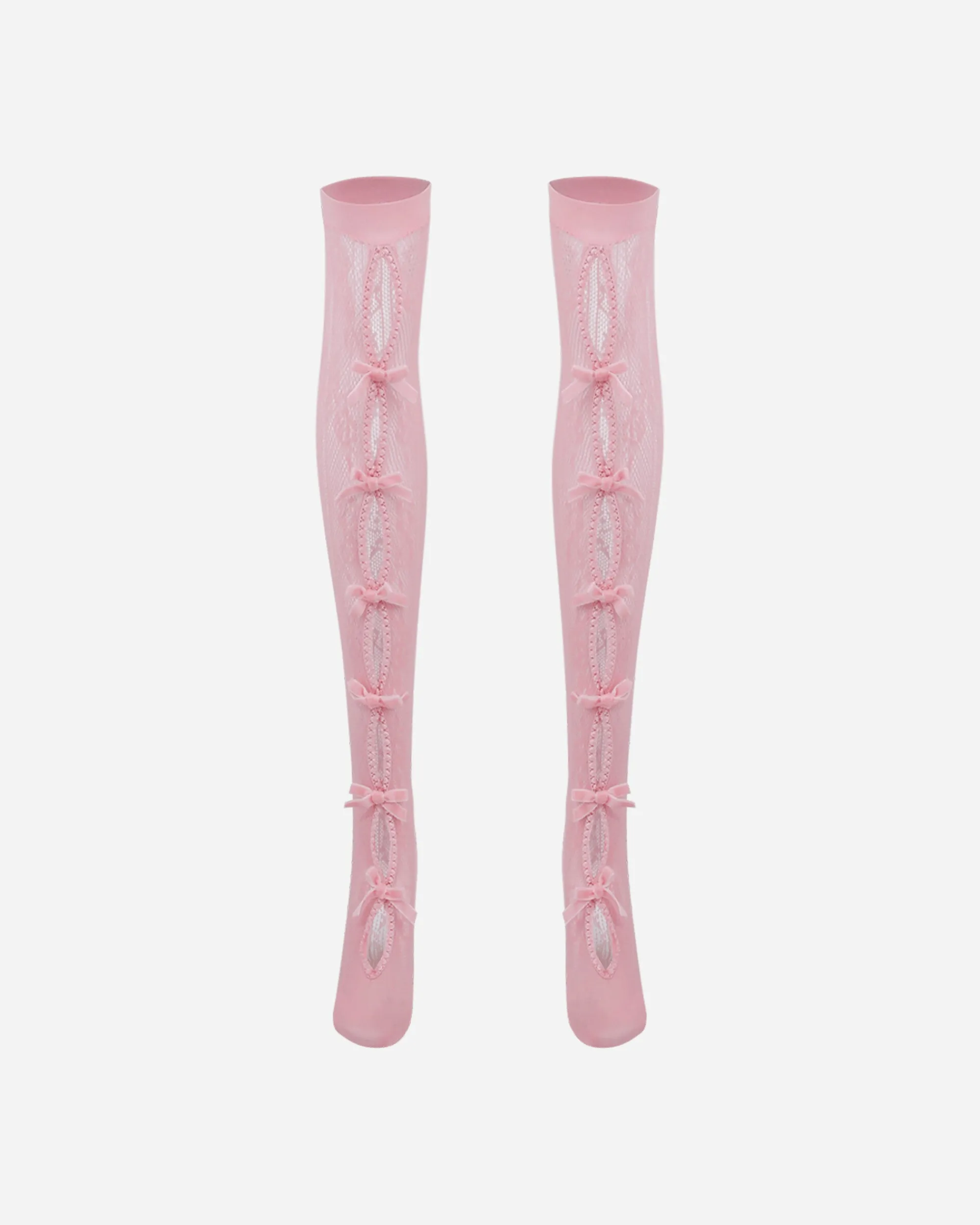 No Dress Underwear^Women's Bownot Lace Mid-Calf Socks Pink