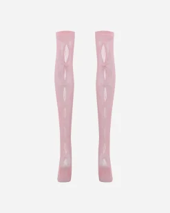 No Dress Underwear^Women's Bownot Lace Mid-Calf Socks Pink