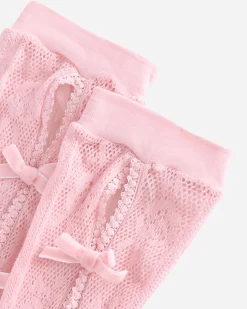 No Dress Underwear^Women's Bownot Lace Mid-Calf Socks Pink