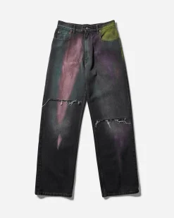 MM6 Maison Margiela Pants^Women's Chalk Print 5-Pocket Denim Pants Black