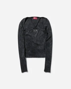 Diesel T-Shirts^Women's Cross-Over Straps Ribbed Longsleeve Top Black