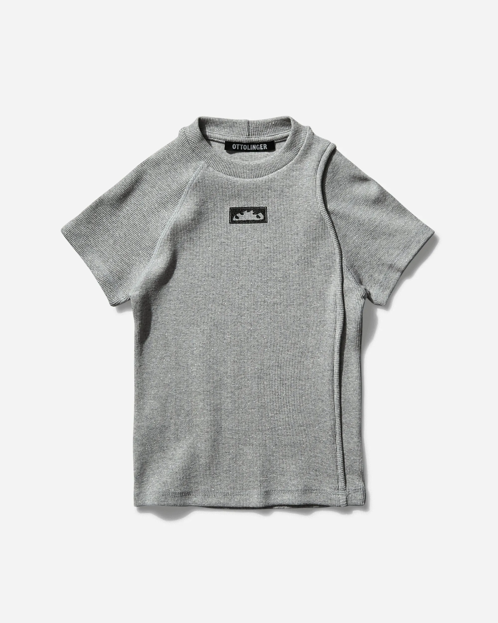 Ottolinger T-Shirts^Women's Decontructed Rib T-Shirt Silver Melange
