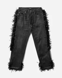 Undercover Pants^Women's Distressed Fringe Denim Pants Black