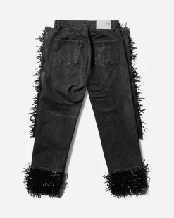 Undercover Pants^Women's Distressed Fringe Denim Pants Black